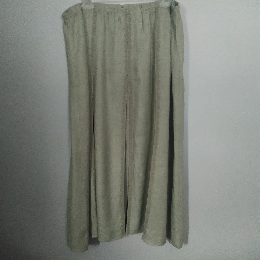 J. Jill Light Sage A-Line Linen-Blend Midi Skirt - Picture 6 of 8